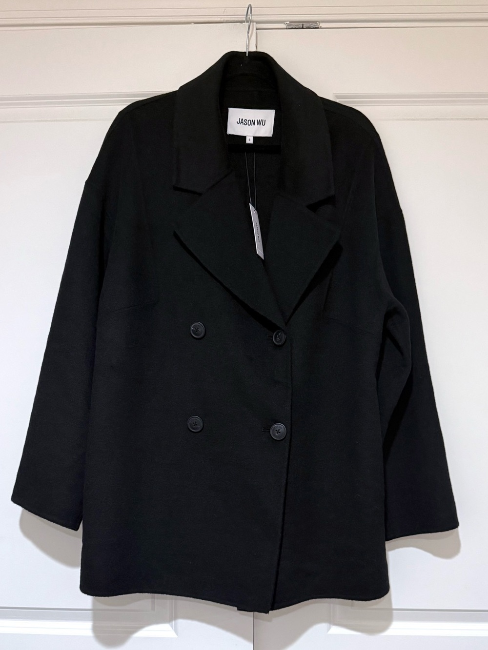 NWT Jason Wu Oversized Black Double-Breasted Pea Coat Outerwear